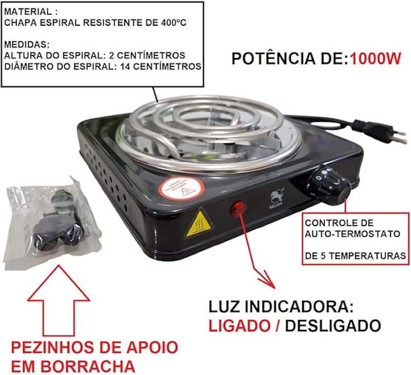 Fogareiro Elétrico Portátil 1 Boca Relinx 4