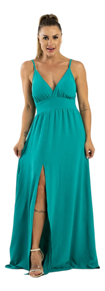 Vestido Longo com Fenda Luxo Dinéia Cintra 5
