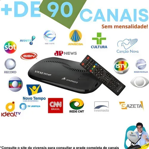 Kit Antena Parabólica Digital e Receptor VX10 5