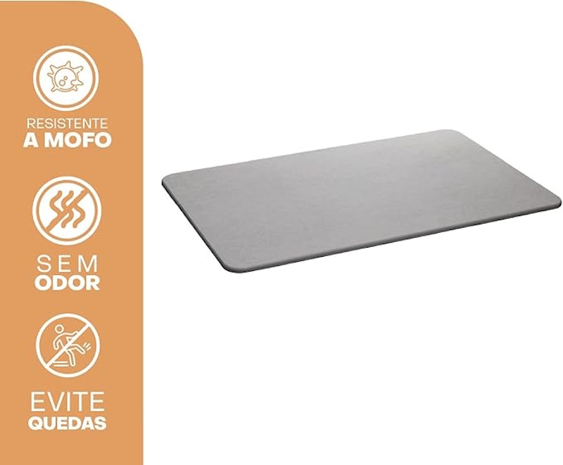 Tapete de Pedra Diatomita para Banheiro Cinza 60 x 39 cm 2
