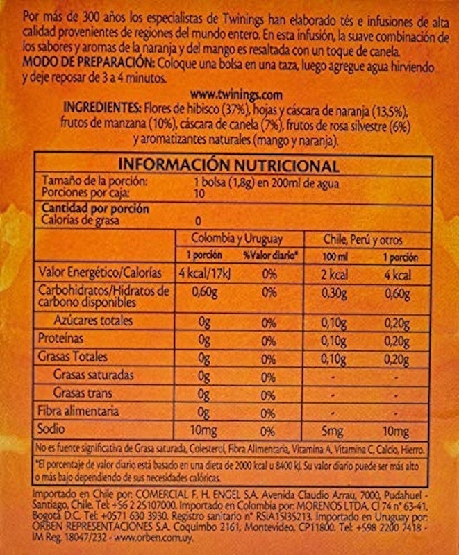 Chá Twinings Laranja, Manga e Canela 2