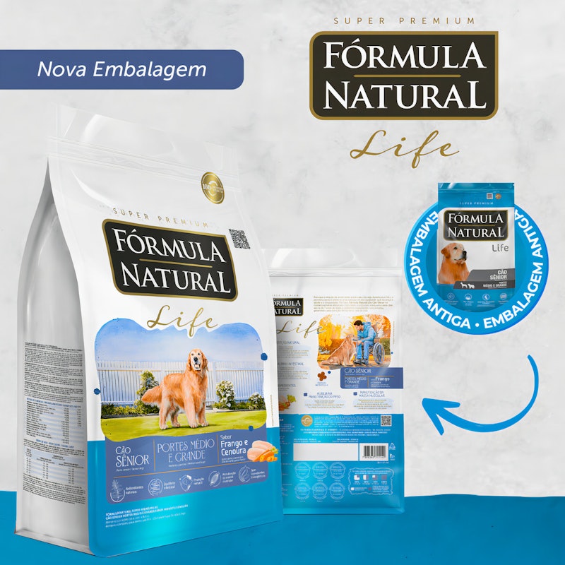 Ração Fórmula Natural Super Premium Life Cão Sênior Portes Médio e Grande Sabor Frango e Cenoura 2
