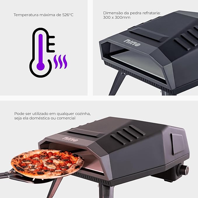 Forno de Pizza Nino a Gás com Pedra Quadrada 2