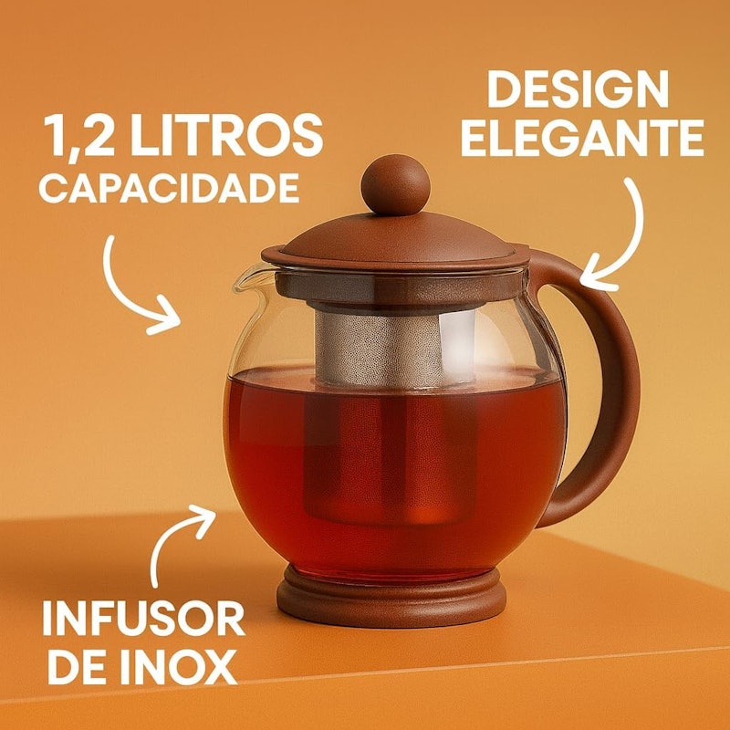 Chaleira de Vidro com Infusor de Aço Inox 3