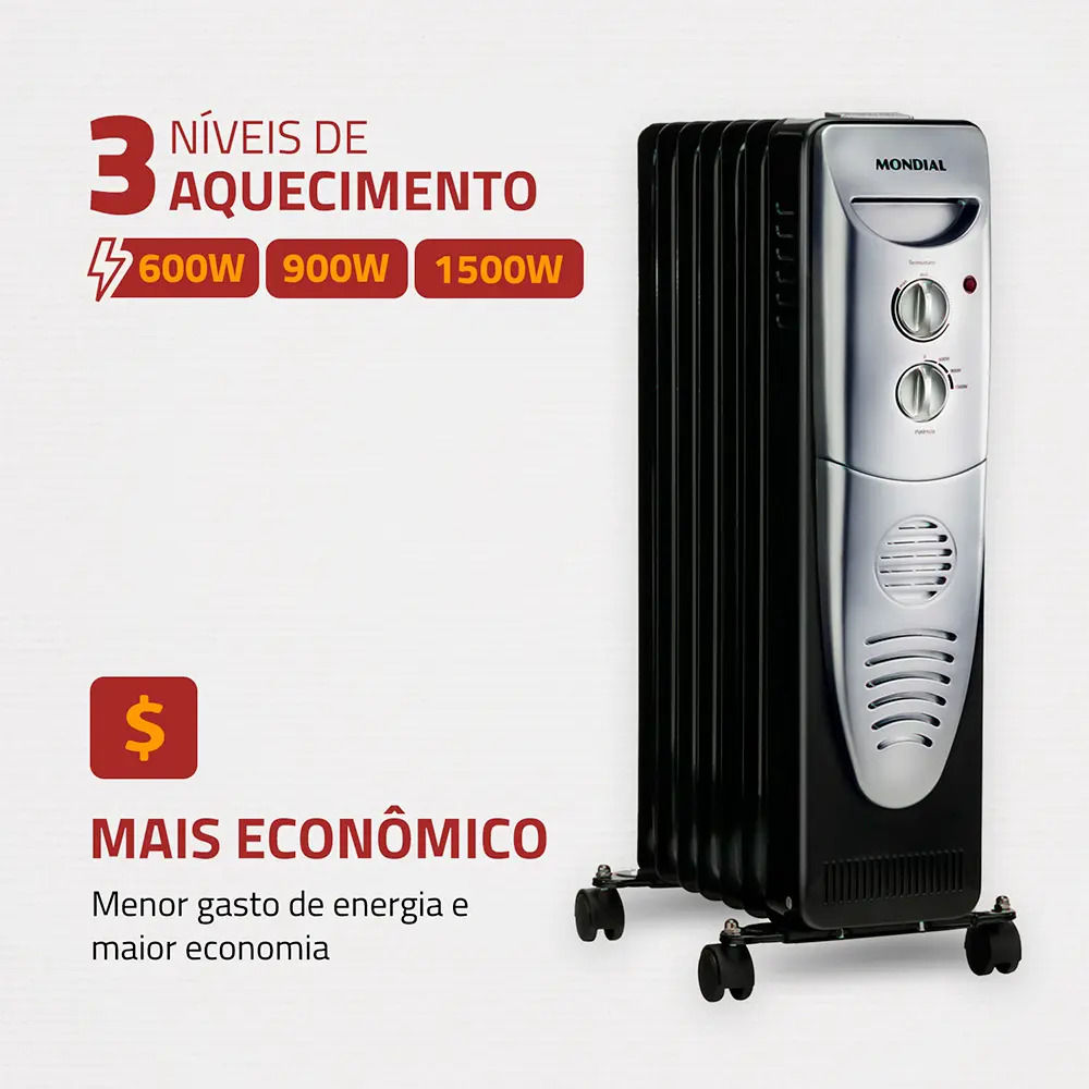 Aquecedor a Óleo Mondial 1500 W 2
