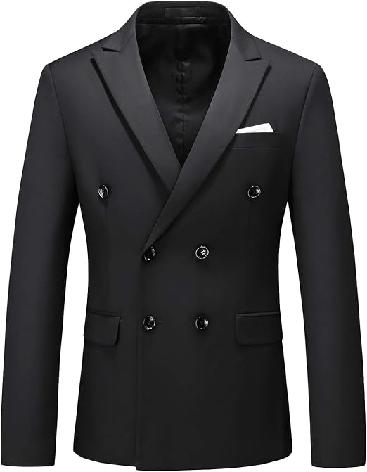Blazer Masculino de Cor Sólida com Abotoamento Duplo 1