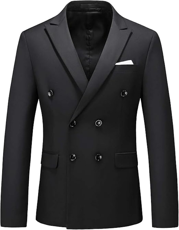 Blazer Masculino de Cor Sólida com Abotoamento Duplo 1