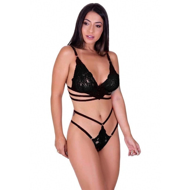 Conjunto de Lingerie de Renda Strappy 1
