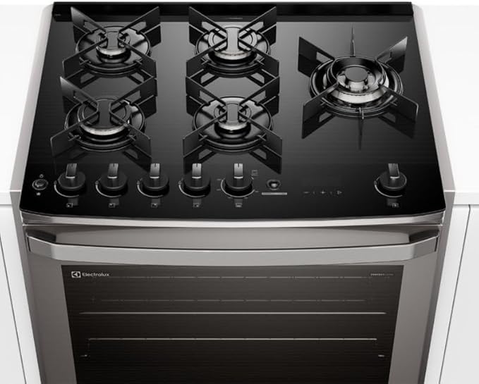 Fogão de Embutir 5 Bocas Experience Mesa de Vidro e Grill 4