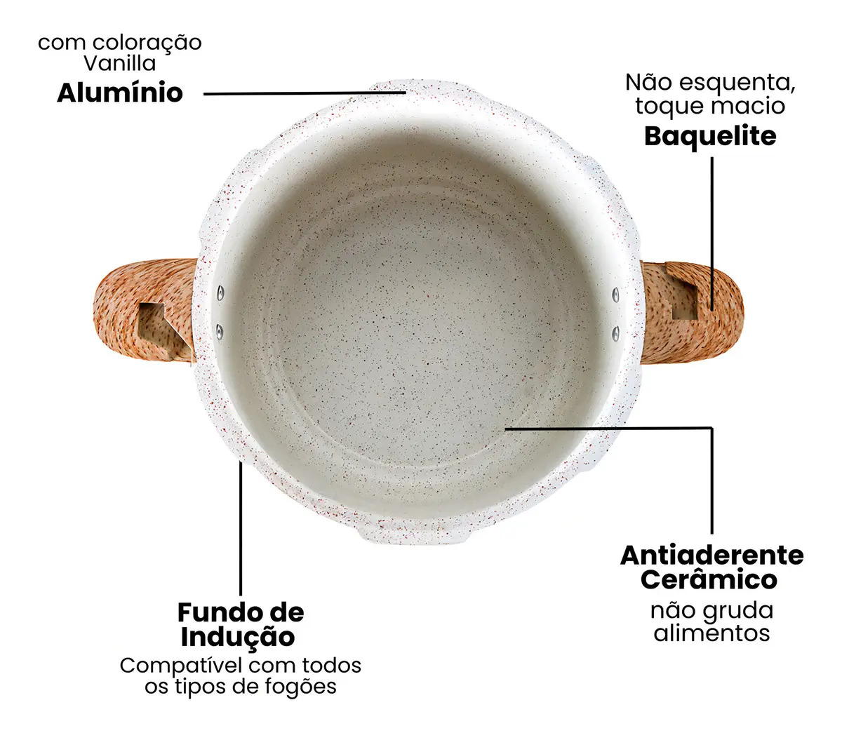 Panela de Pressão Indução Brinox Antiaderente Ceramic Life Pressure    5