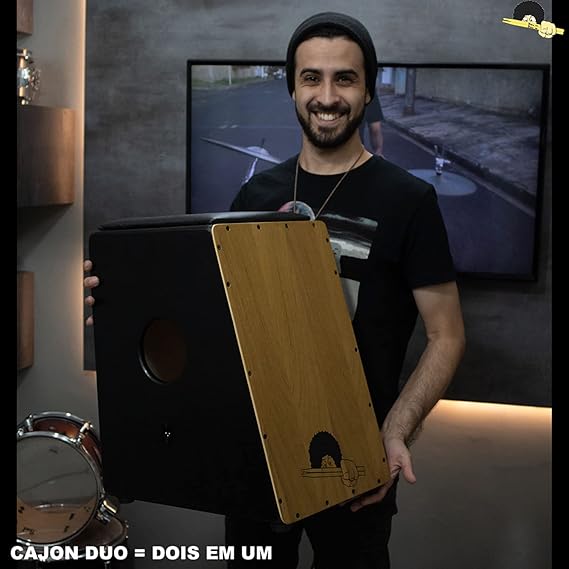 Cajon Eletroacústico Inclinado D’Groove Duo 2 em 1 com Microfone Cannon XRL 2
