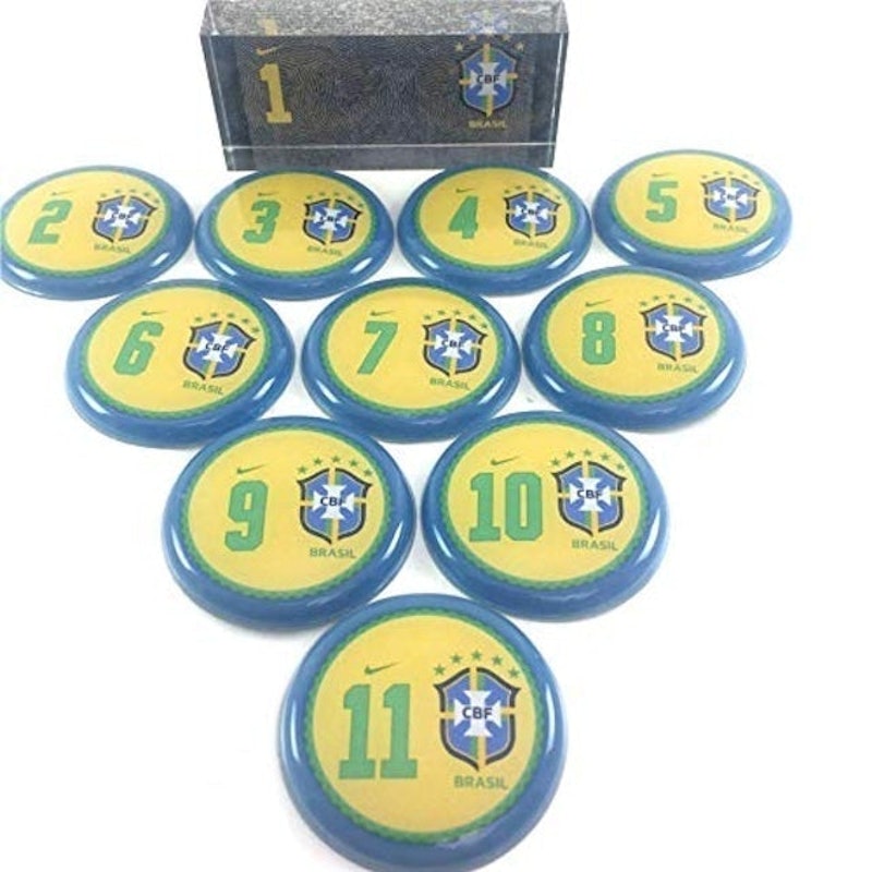 Jogo Com 2 Times Futebol De Botão Crianças Adultos Diversão Cor  Azul/amarelo