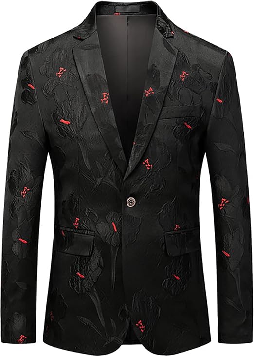 Blazer Preto Masculino com Estampa Floral 1