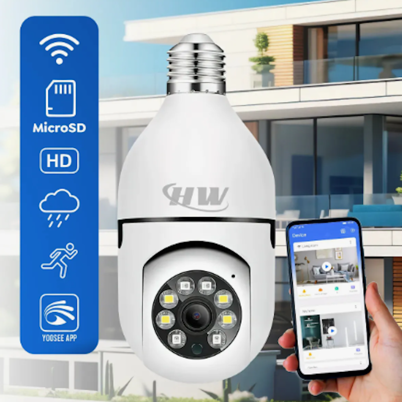 Câmera de Segurança Wi-Fi 360° Hw Lâmpada 1