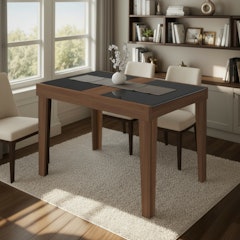 Mesa de Jantar Extensível 120 cm Naturalle Imbuia/Preto