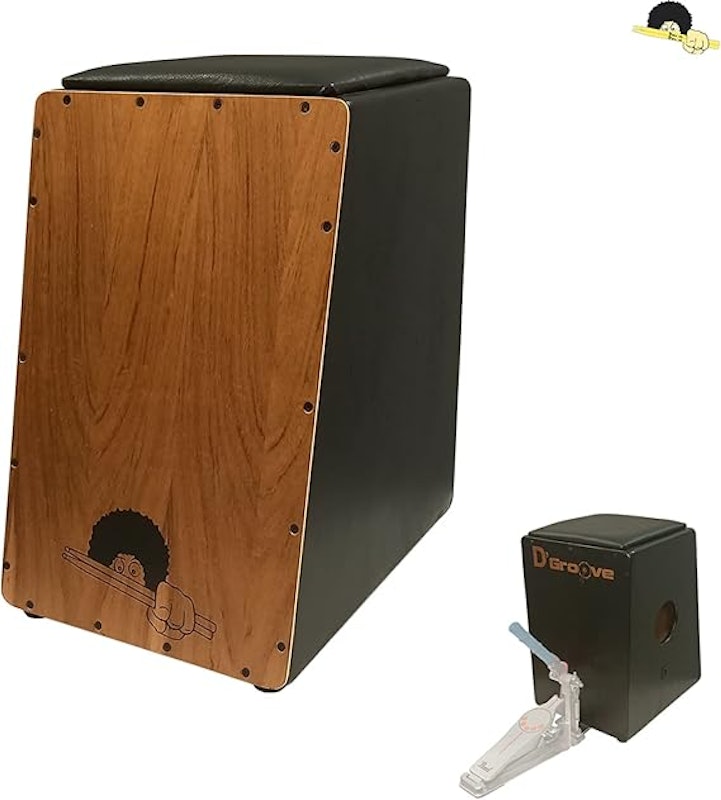 Cajon Eletroacústico Inclinado D’Groove Duo 2 em 1 com Microfone Cannon XRL 1