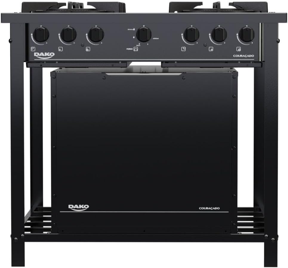 Fogão Industrial 4 Bocas Preto com Forno e Dupla Chama Dako Couraçado 3