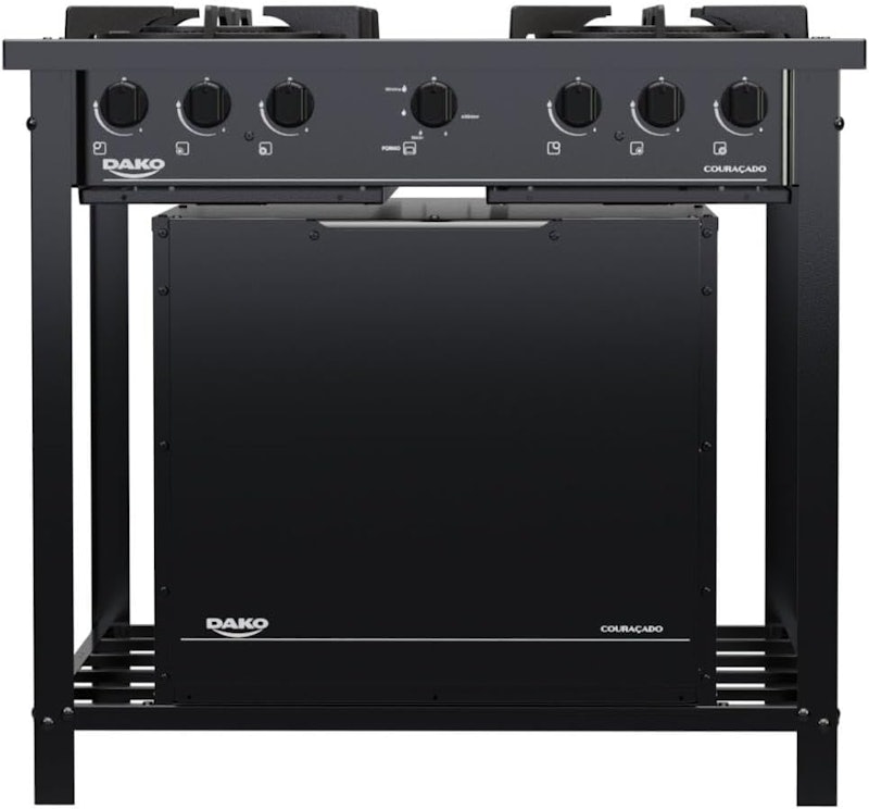 Fogão Industrial 4 Bocas Preto com Forno e Dupla Chama Dako Couraçado 3