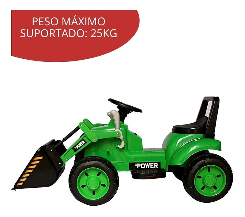 Mini Trator Escavadeira Elétrico Infantil 12 V 4