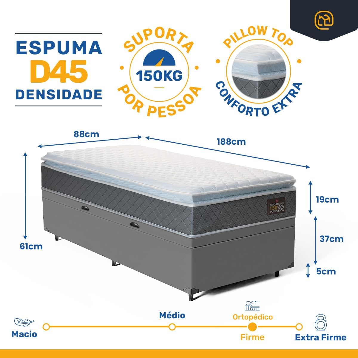 Cama Box com Colchão de Espuma D45 2