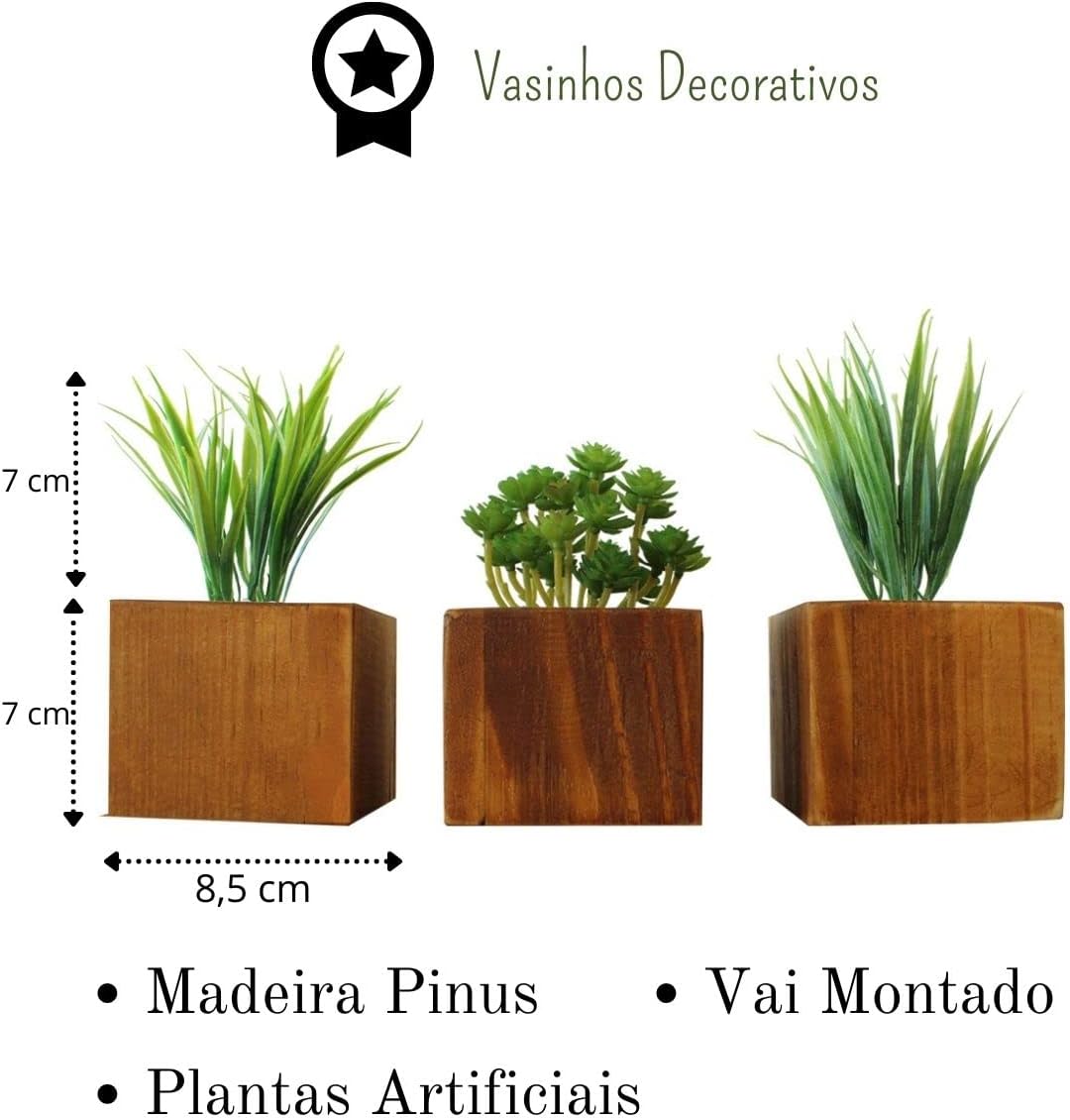 Kit 3 Vasinhos Planta Artificial Decoração Gabinete Banheiro  2