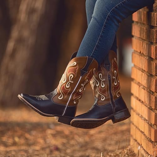Bota Texana Feminina em Couro Legítimo Caramelo 2