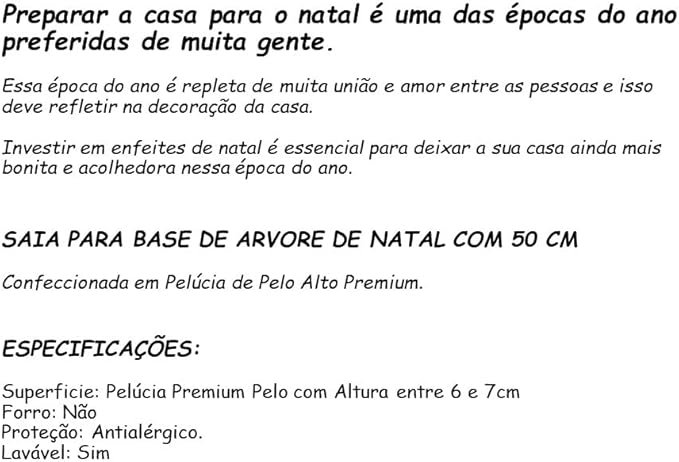 Saia P/Árvore de Natal Pelúcia Pelo Alto 3