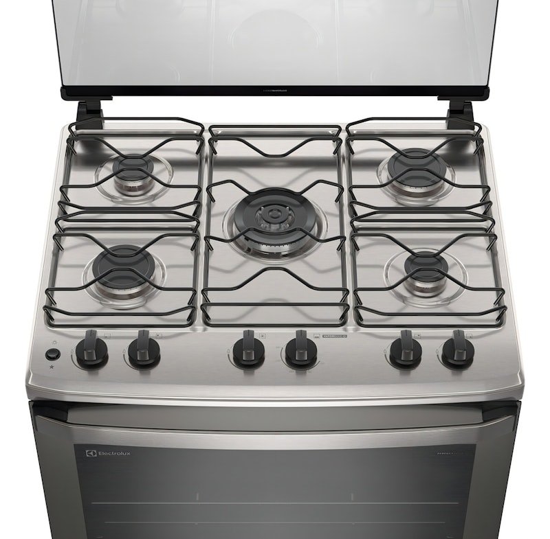 Fogão 5 Bocas Electrolux Cinza Efficient com Mesa Inox PerfectCook e VaporBake 4