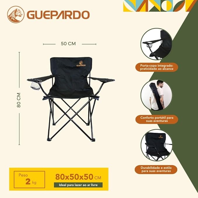 Cadeira Dobrável com Porta-Copo Relax Guepardo 4