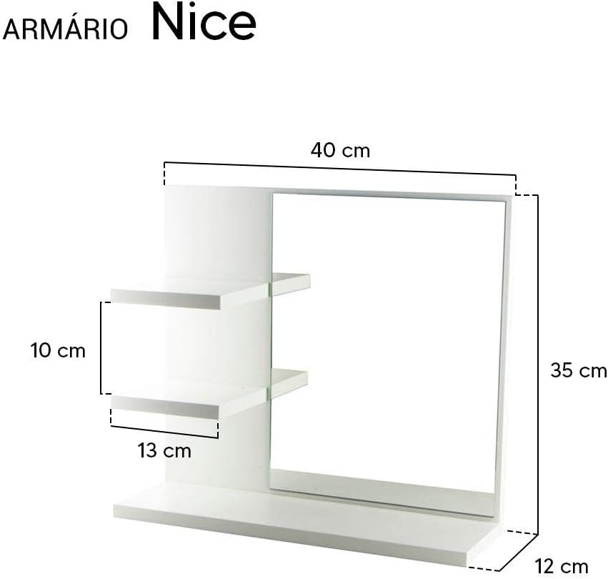 Armário para Banheiro com Espelho Nice Branco 40 cm 2