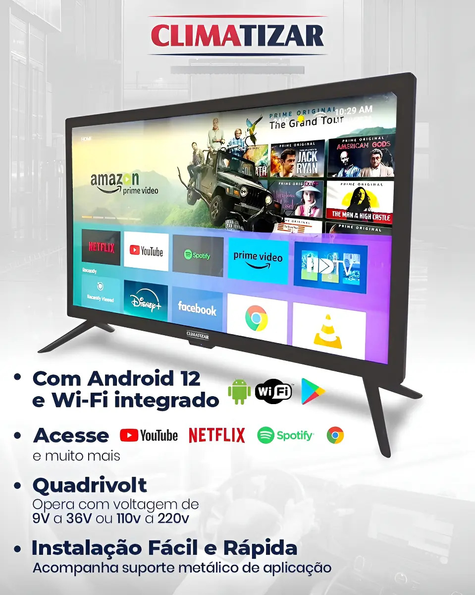 Smart TV para Caminhão 24" Wi-Fi Android 12 Ônibus Motorhome  3