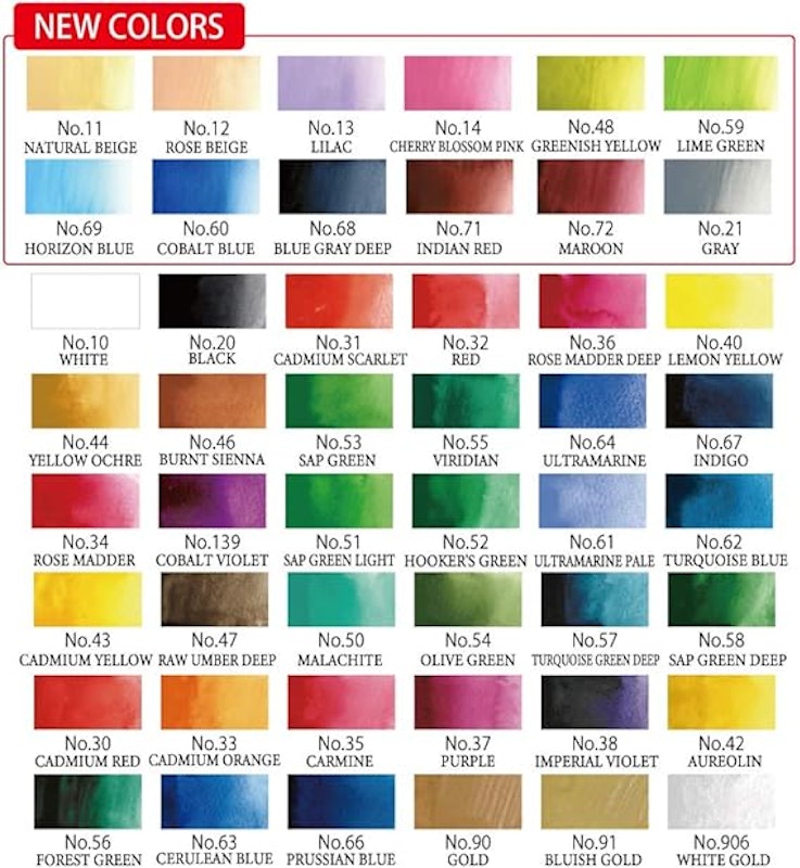 Conjunto de Aquarela Profissional 48 Cores Gansai Tambi 4