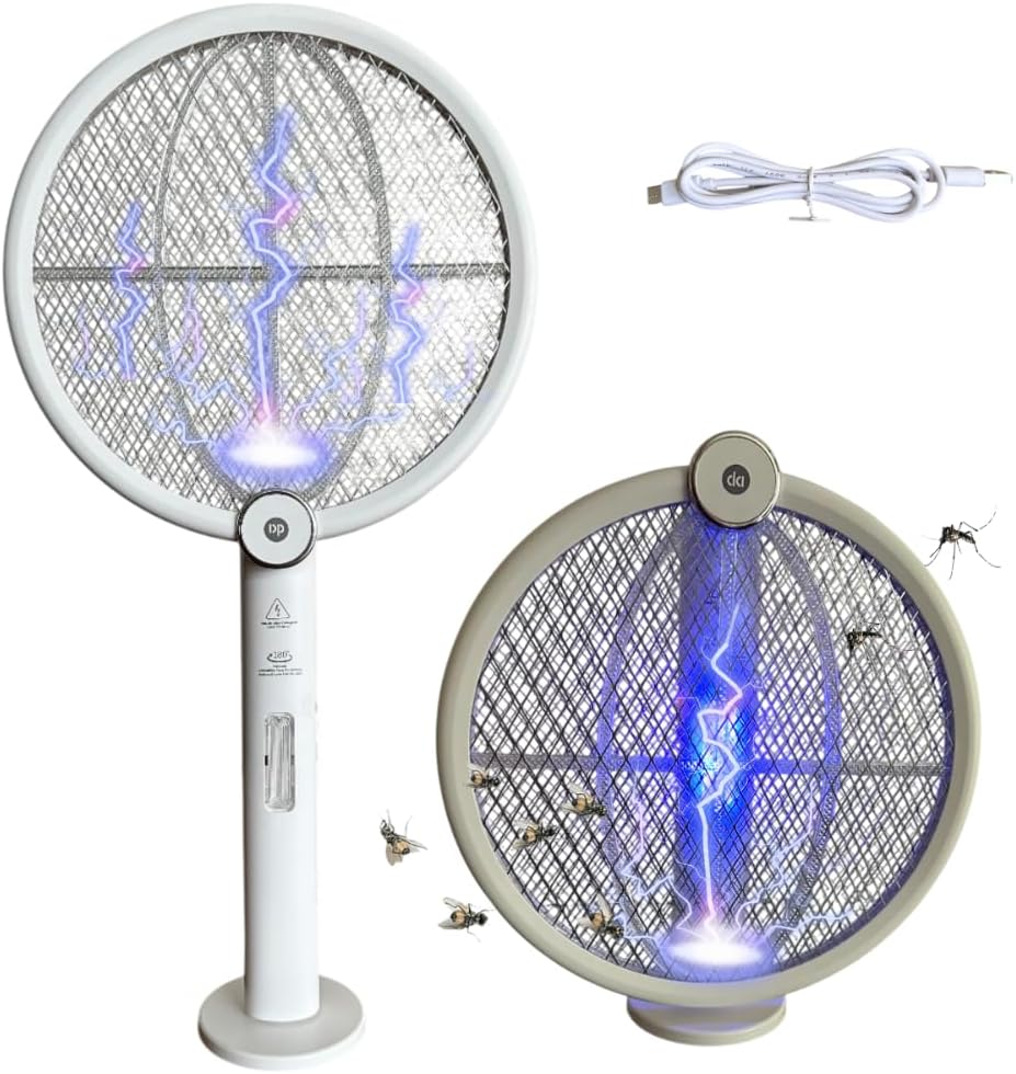Raquete Elétrica Recarregável com Luz UV 1