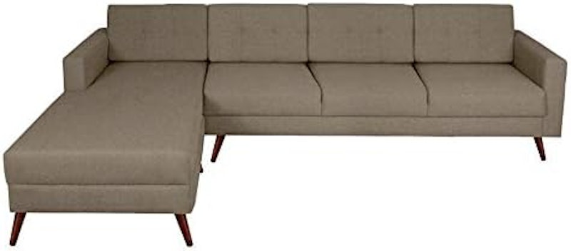 Sofá 4 Lugares Living com Chaise Esquerdo Pé Palito Linho 3