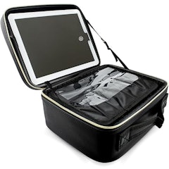 Maleta Bolsa Make Acessórios Espelho LED Porta Pincel