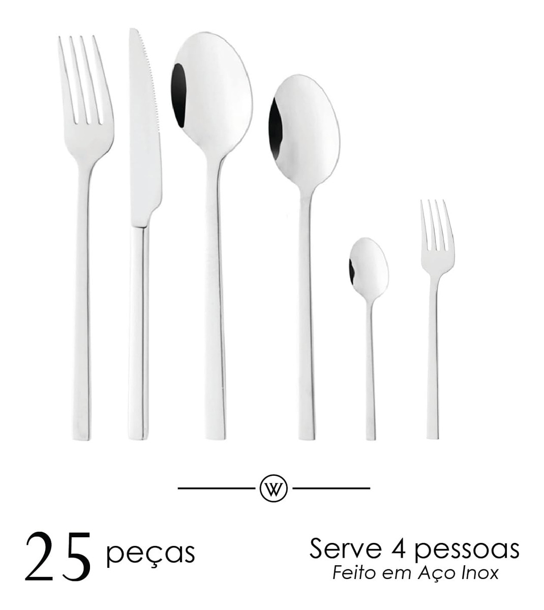 Faqueiro 25 Peças Firenze Aço Inox Wolff 2