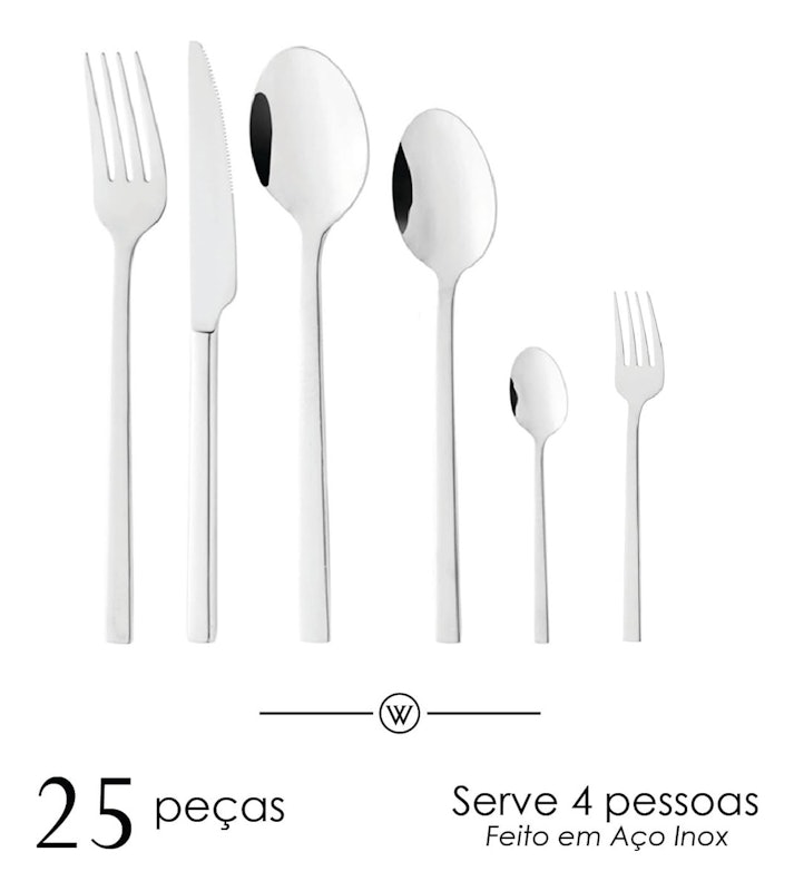 Faqueiro 25 Peças Firenze Aço Inox Wolff 2