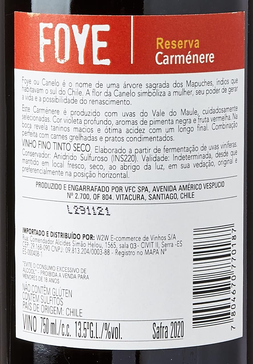 Vinho Foye Reserva Carmenere 750 ml 3