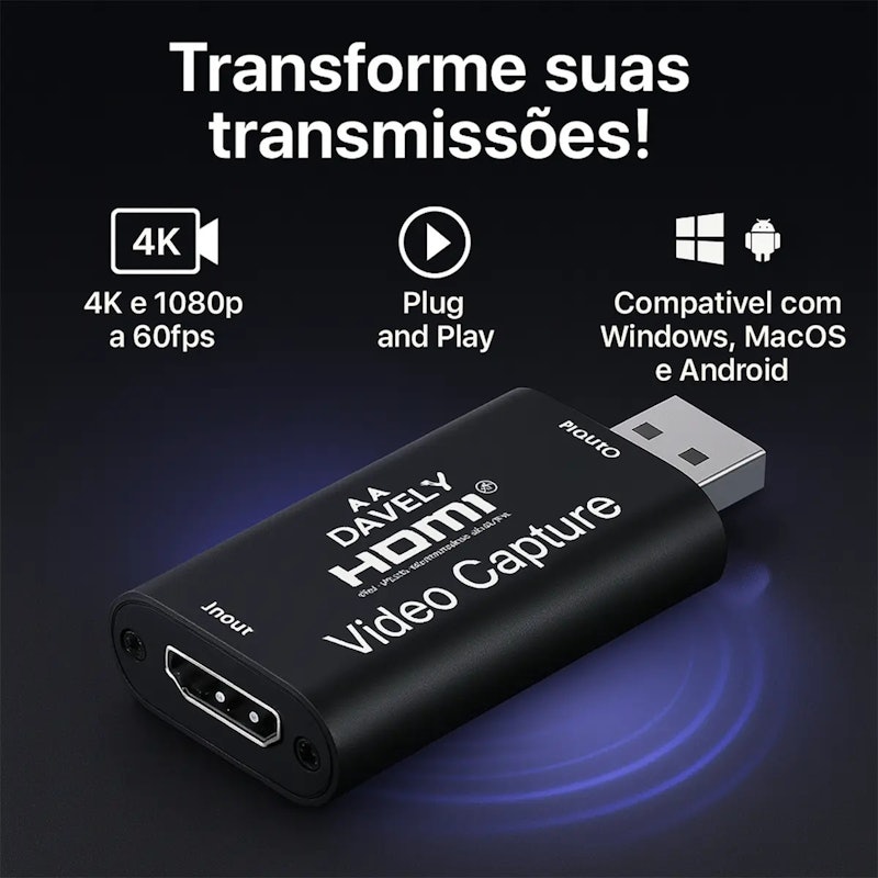 Placa de Captura HDMI 4K USB 2.0 Davely 3