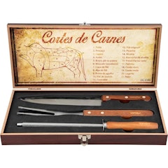 Jogo de Utensílios para Churrasco em Aço Inox com 4 Peças