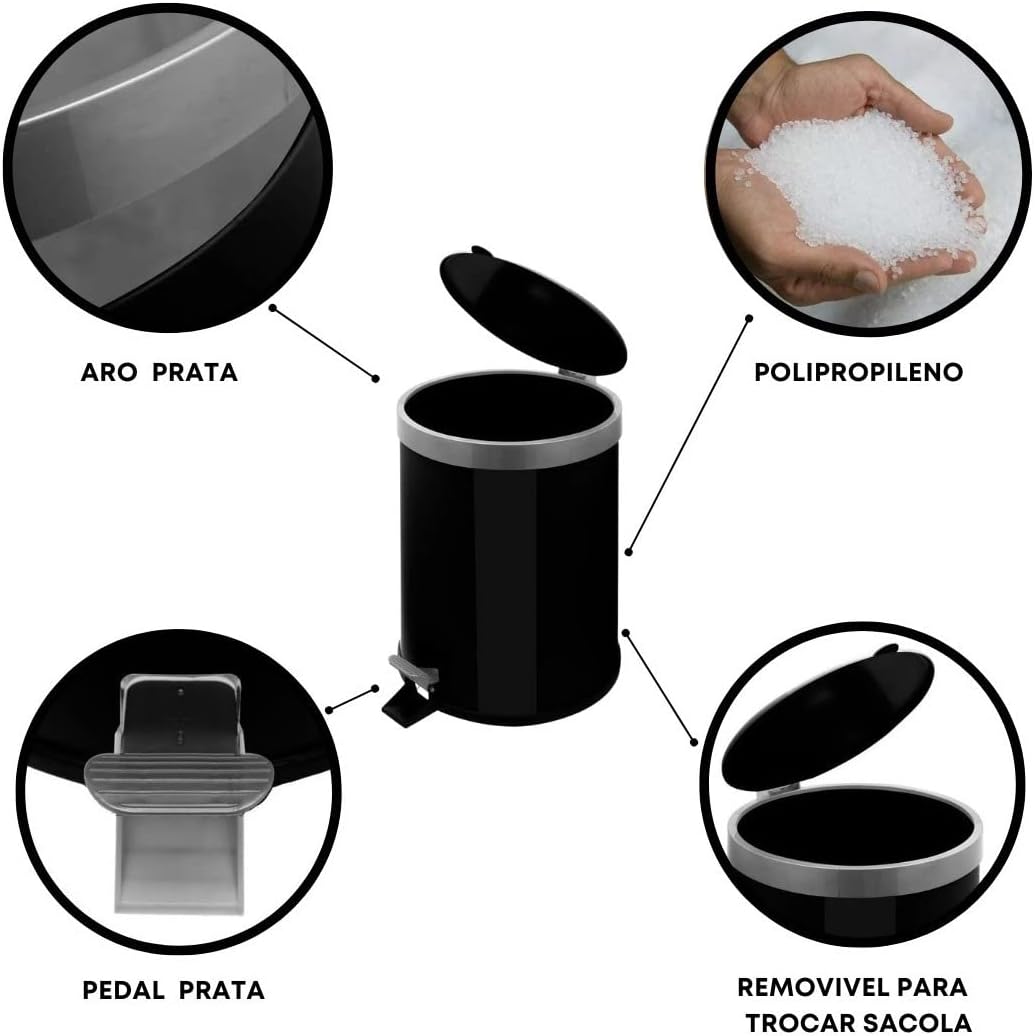 Lixeira com Pedal em Poliproprileno 5 L 5