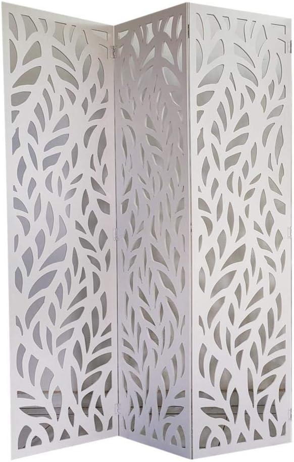 Biombo 3 Folhas 129X180 cm MDF Modelo 27 Branco Vazado 1
