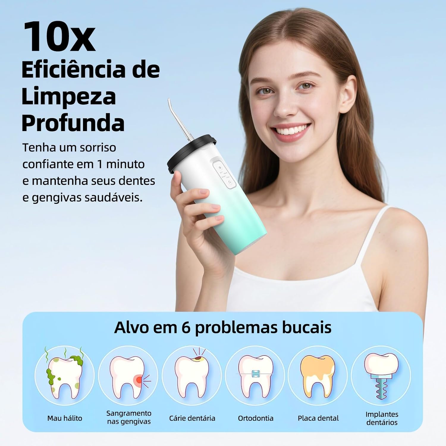 lrrigador Oral Limpeza Bucal Portátil 3 em 1 5