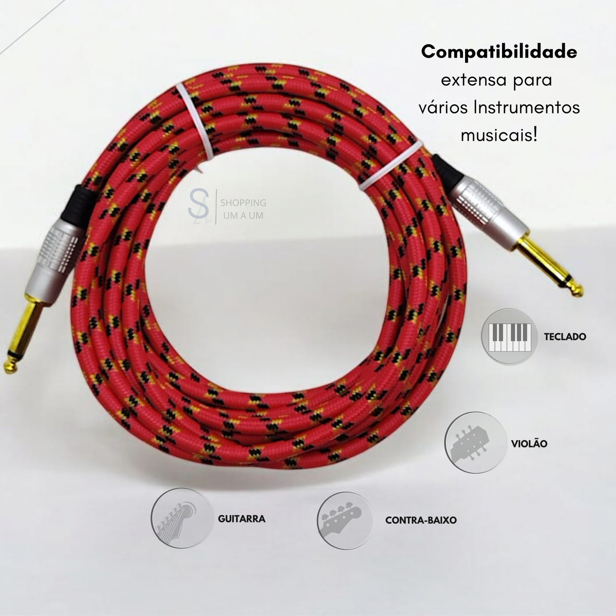 Cabo de Guitarra P10 Mono em Nylon 5 m 2