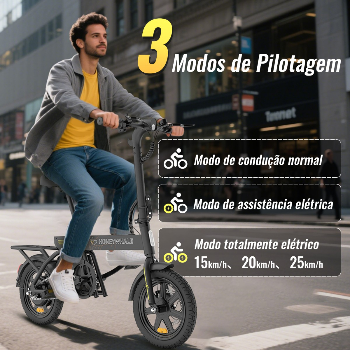 Honey Whale B20 Bicicleta Elétrica Adulto 440 W 35 km 25 km/h 4