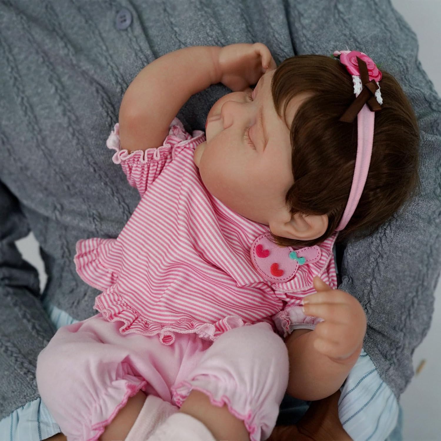 Brastoy Bebê Reborn Boneca de Silicone Menina Realista Olhos Azuis 4