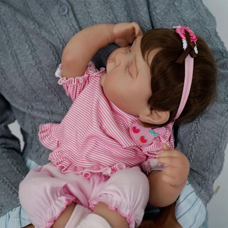 Brastoy Bebê Reborn Boneca de Silicone Menina Realista Olhos Azuis 4