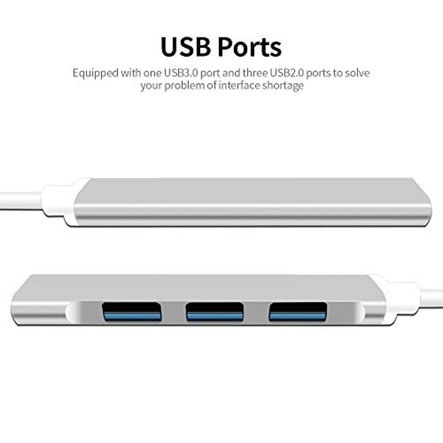 Hub 4 em 1 Multifuncional Tipo C para USB 3.0 5