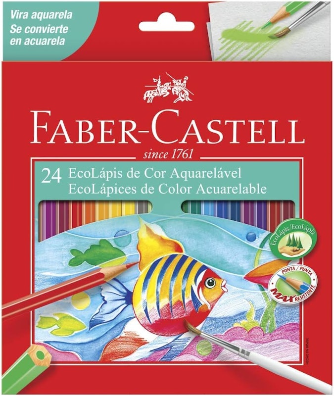Lápis de Cor Aquarelável 24 Cores com Pincel 1