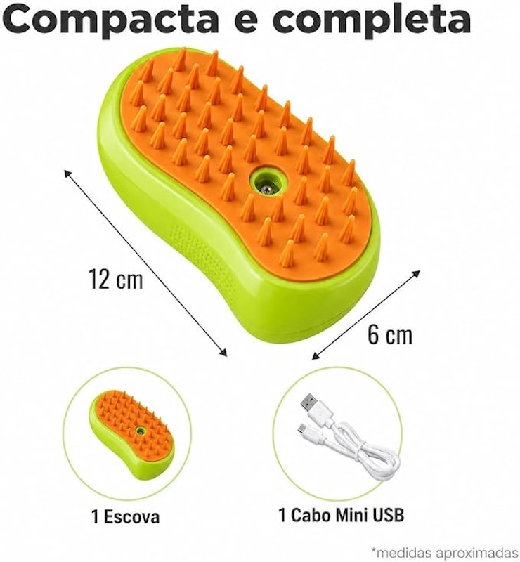 Escova Pet a Vapor Recarregável 3 em 1 4